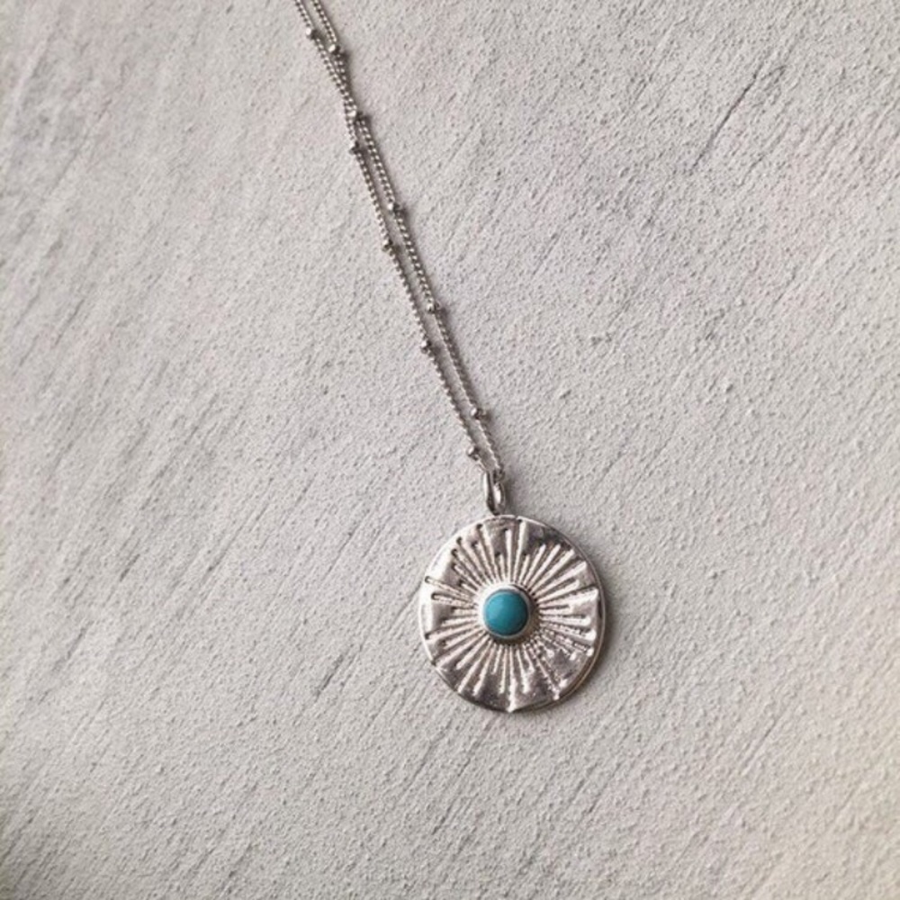 Silver + Turquoise Starlight Coin Necklace